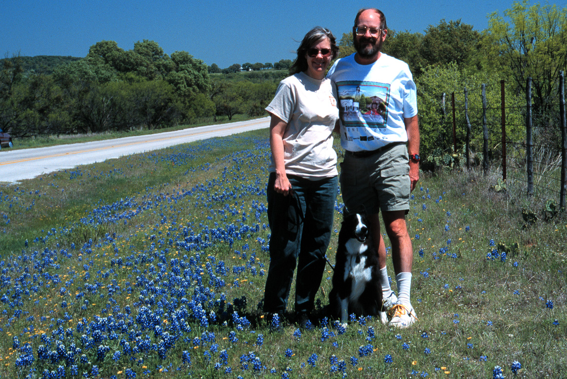 Sarah, Andy & Ed in bluebonnets