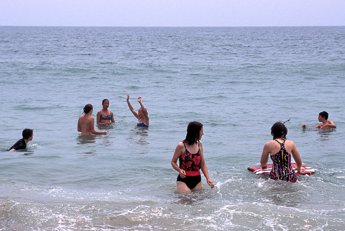 Playing in the ocean