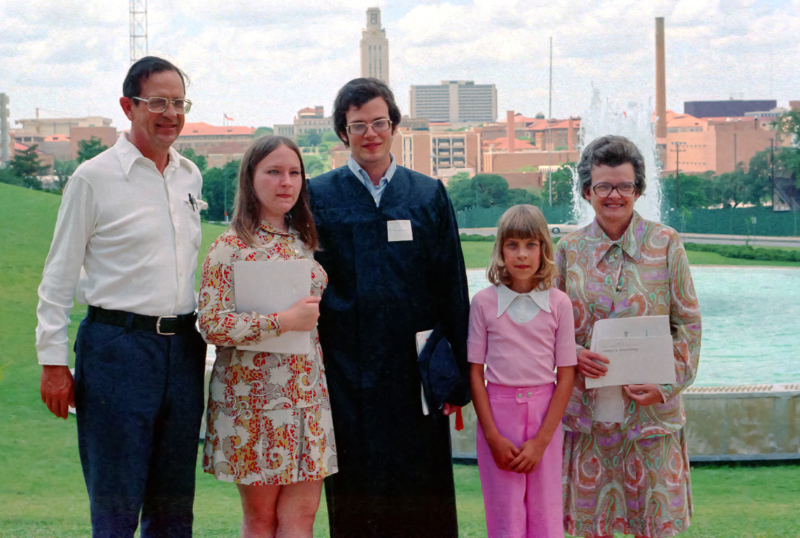 Dad, Martha, Bill, Scherre & Mom at Bill's U.T. graduation