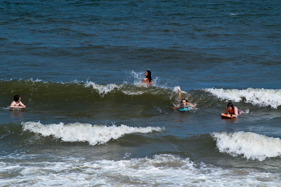 Playing in the ocean