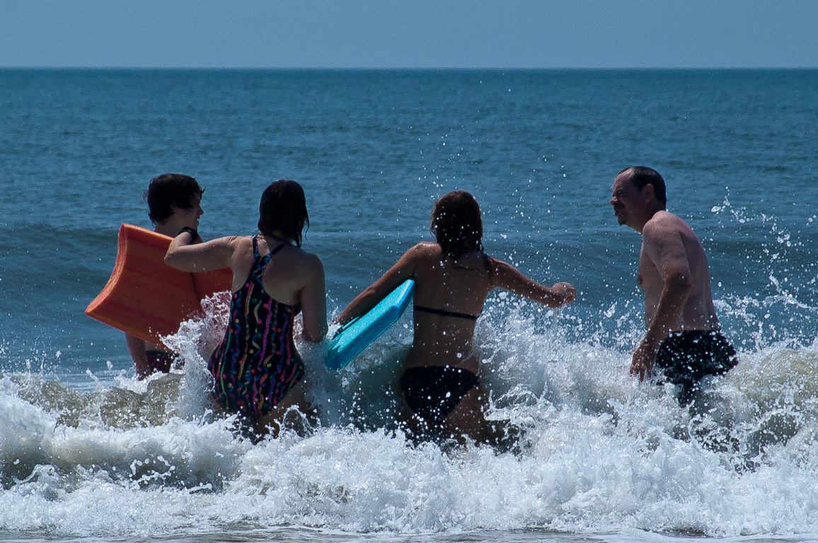 Playing in the ocean