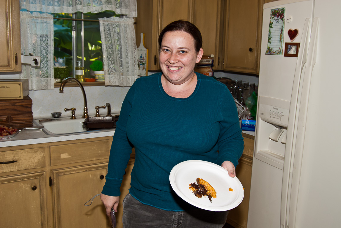 Kristy & her pumpkin-chocolate pie