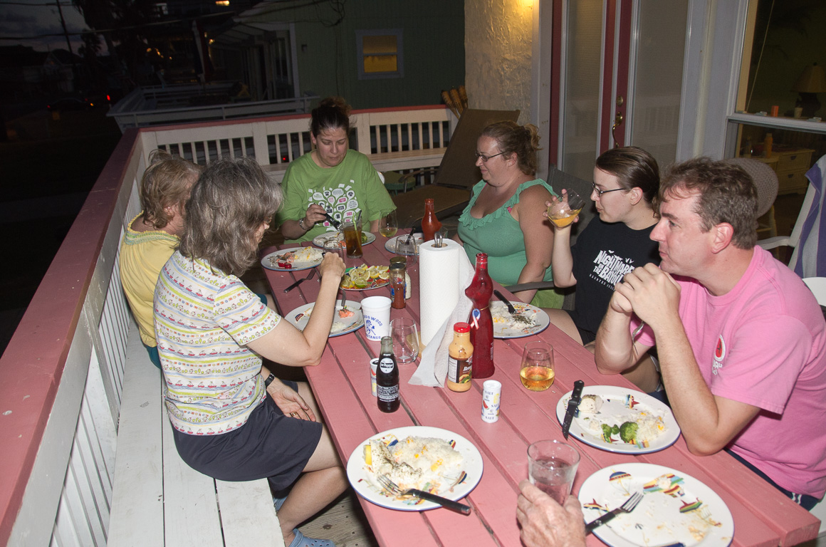 Eating dinner on the patio