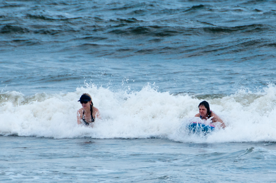 Two Sarahs in the surf