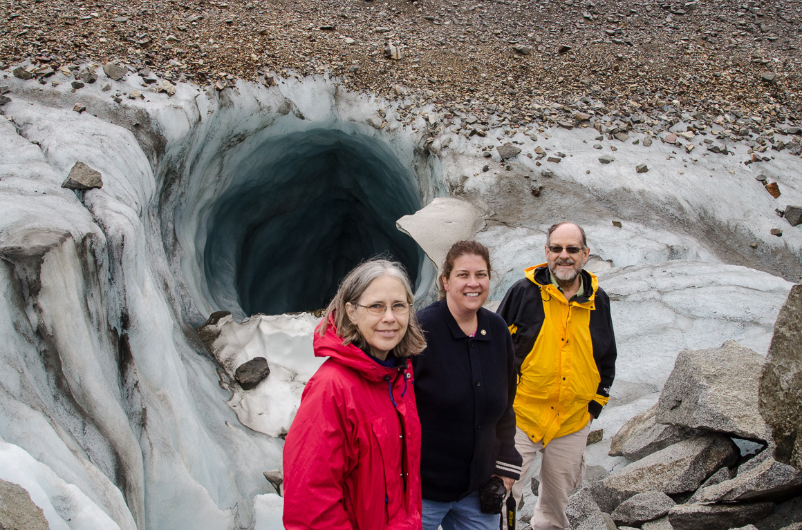 Sarah, Scherre & Ed exploring the snow cave