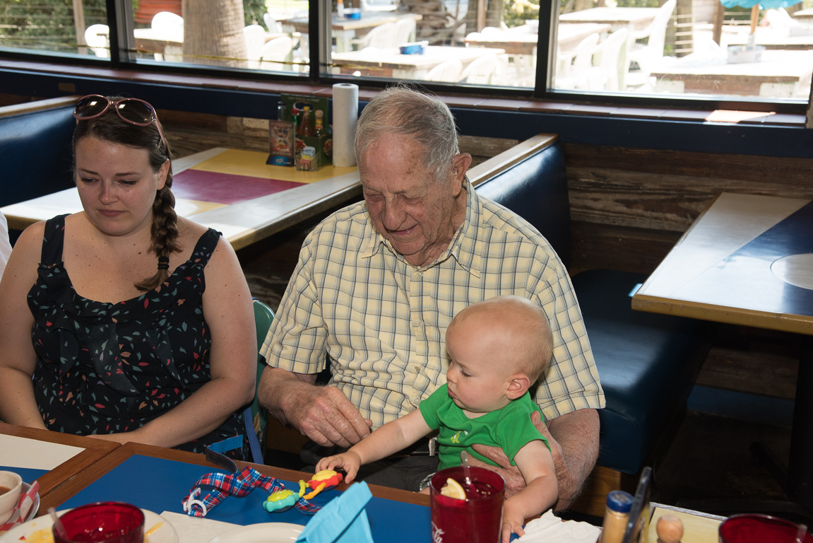 Megan, Dad & Riley at Dad's 90th birthday lunch