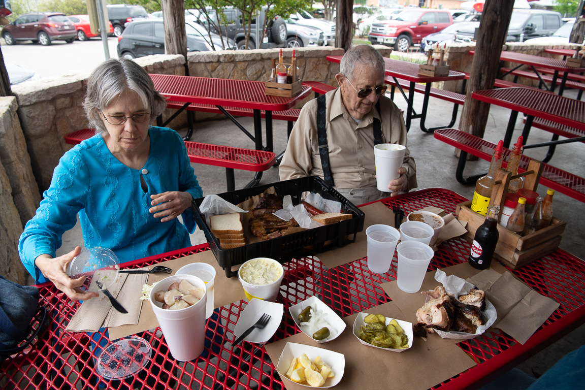 Eating at Rudy's in Waco