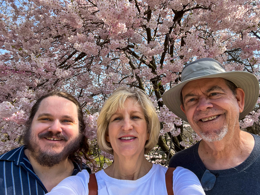 Edwin, Sarah, and Henry with Cherry Blossoms